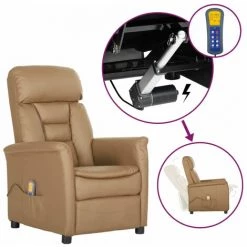 ASUPERMALL Fauteuil Inclinable électrique De Massage Cappuccino Similicuir