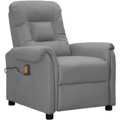 ASUPERMALL Fauteuil De Massage Inclinable Gris Similicuir