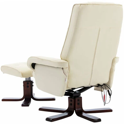 ASUPERMALL Fauteuil De Massage Inclinable Et Repose-pied Crème Similicuir 7 ASUPERMALL Fauteuil De Massage Inclinable Et Repose-pied Crème Similicuir – Image 5