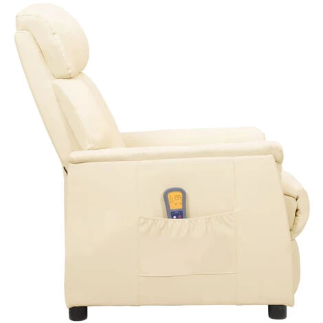 ASUPERMALL Fauteuil De Massage Inclinable Crème Similicuir 6 ASUPERMALL Fauteuil De Massage Inclinable Crème Similicuir – Image 4