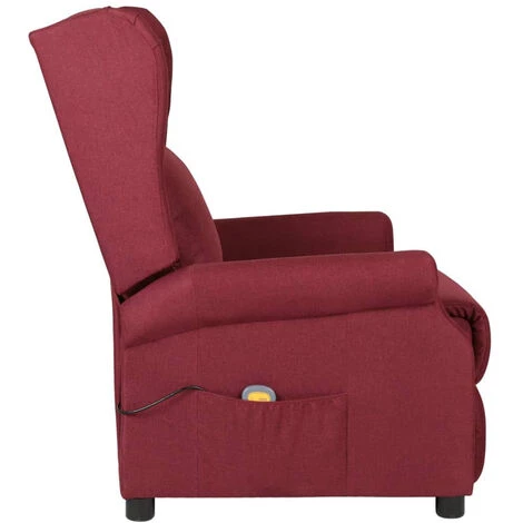 ASUPERMALL Fauteuil Inclinable De Massage électrique Rouge Bordeaux Tissu 7 ASUPERMALL Fauteuil Inclinable De Massage électrique Rouge Bordeaux Tissu – Image 5