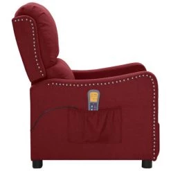 ASUPERMALL Fauteuil De Massage Inclinable Rouge Bordeaux Tissu -Pas Cher Fauteuil Magasin 57739719 4