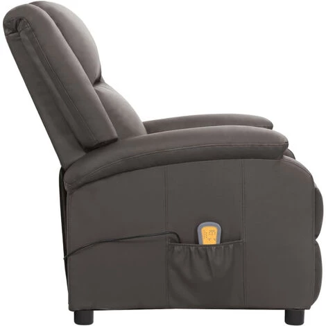 ASUPERMALL Fauteuil De Massage Inclinable Gris Cuir Véritable 7 ASUPERMALL Fauteuil De Massage Inclinable Gris Cuir Véritable – Image 5