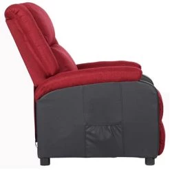 ASUPERMALL Fauteuil Inclinable TV Rouge Bordeaux Similicuir Et Tissu -Pas Cher Fauteuil Magasin 57740445 3