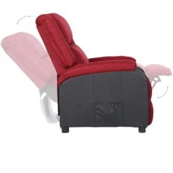 ASUPERMALL Fauteuil Inclinable TV Rouge Bordeaux Similicuir Et Tissu -Pas Cher Fauteuil Magasin 57740445 5