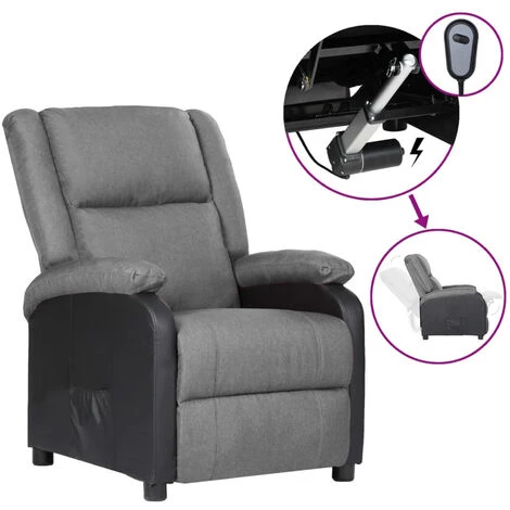 ASUPERMALL Fauteuil Inclinable TV électrique Gris Clair Similicuir Tissu 3 ASUPERMALL Fauteuil Inclinable TV électrique Gris Clair Similicuir Tissu