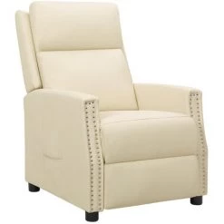 ASUPERMALL Fauteuil Inclinable Crème Similicuir