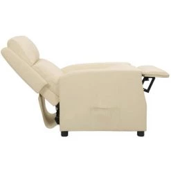 ASUPERMALL Fauteuil Inclinable Crème Similicuir -Pas Cher Fauteuil Magasin 57740474 5