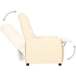 ASUPERMALL Fauteuil Inclinable Crème Similicuir -Pas Cher Fauteuil Magasin 57740475 4