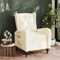 ASUPERMALL Fauteuil De Massage Inclinable Crème Velours