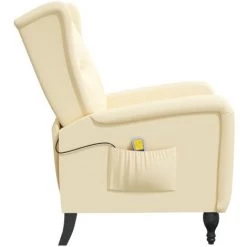 ASUPERMALL Fauteuil De Massage Inclinable Crème Velours 11 ASUPERMALL Fauteuil De Massage Inclinable Crème Velours -Pas Cher Fauteuil Magasin 57740498 5