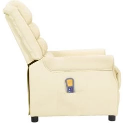 ASUPERMALL Fauteuil De Massage Inclinable Crème Similicuir -Pas Cher Fauteuil Magasin 57740501 4