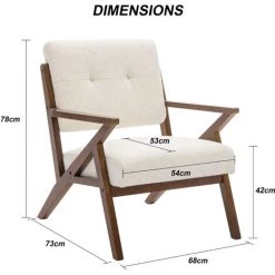 YOUTHUP Fauteuil Salon Chaise Bureau Salle De Repos En Tissu Polaire Doux Confortable Pieds Bois Massif Blanc - Blanc 11 YOUTHUP Fauteuil Salon Chaise Bureau Salle De Repos En Tissu Polaire Doux Confortable Pieds Bois Massif Blanc - Blanc -Pas Cher Fauteuil Magasin 57778064 5