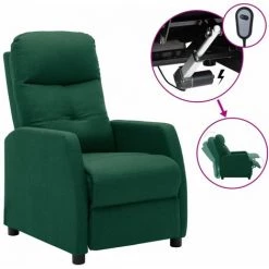 TRUE DEAL Fauteuil Inclinable électrique Vert Foncé Tissu