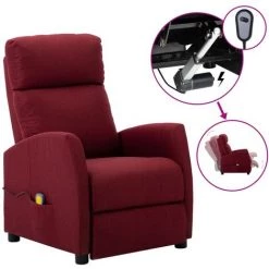 TRUE DEAL Fauteuil De Massage Inclinable électrique Bordeaux Tissu