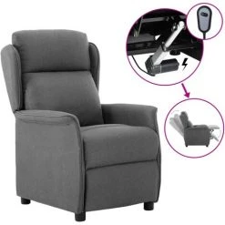 TRUE DEAL Fauteuil Inclinable électrique Gris Clair Tissu
