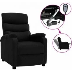 TRUE DEAL Fauteuil Inclinable électrique Noir Tissu