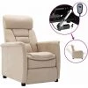 TRUE DEAL Fauteuil Inclinable électrique Crème Similicuir Daim