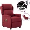 TRUE DEAL Fauteuil Inclinable électrique De Massage Bordeaux Tissu -Pas Cher Fauteuil Magasin 57820128 1