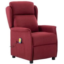 TRUE DEAL Fauteuil Inclinable électrique De Massage Bordeaux Tissu -Pas Cher Fauteuil Magasin 57820128 2
