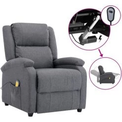 TRUE DEAL Fauteuil Inclinable électrique De Massage Gris Foncé Tissu