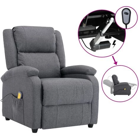 TRUE DEAL Fauteuil Inclinable électrique De Massage Gris Foncé Tissu 3 TRUE DEAL Fauteuil Inclinable électrique De Massage Gris Foncé Tissu