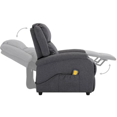 TRUE DEAL Fauteuil Inclinable électrique De Massage Gris Foncé Tissu 7 TRUE DEAL Fauteuil Inclinable électrique De Massage Gris Foncé Tissu – Image 5