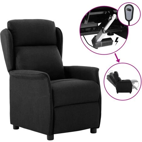 TRUE DEAL Fauteuil Inclinable électrique Noir Tissu 3 TRUE DEAL Fauteuil Inclinable électrique Noir Tissu