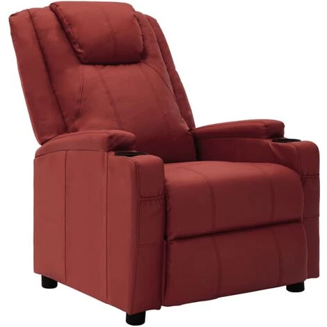 TRUE DEAL Fauteuil Inclinable électrique Rouge Bordeaux Similicuir 4 TRUE DEAL Fauteuil Inclinable électrique Rouge Bordeaux Similicuir – Image 2