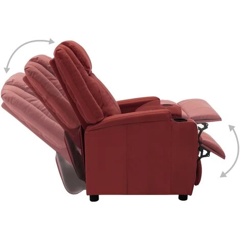 TRUE DEAL Fauteuil Inclinable électrique Rouge Bordeaux Similicuir 6 TRUE DEAL Fauteuil Inclinable électrique Rouge Bordeaux Similicuir – Image 4