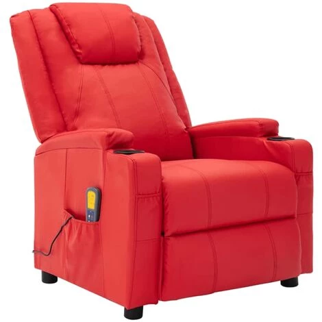 TRUE DEAL Fauteuil Similicuir De Massage Inclinable électrique - Couleur Rouge Dimensions Totales : 75 X 88 X 106 Cm (l X P X H) 4 TRUE DEAL Fauteuil Similicuir De Massage Inclinable électrique - Couleur Rouge Dimensions Totales : 75 X 88 X 106 Cm (l X P X H) – Image 2