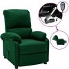 TRUE DEAL Fauteuil Inclinable électrique Vert Foncé Tissu