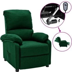 TRUE DEAL Fauteuil Inclinable électrique Vert Foncé Tissu