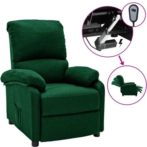 TRUE DEAL Fauteuil Inclinable électrique Vert Foncé Tissu 3 TRUE DEAL Fauteuil Inclinable électrique Vert Foncé Tissu