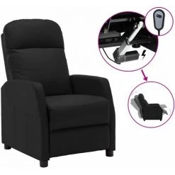 TRUE DEAL Fauteuil Inclinable électrique Noir Similicuir