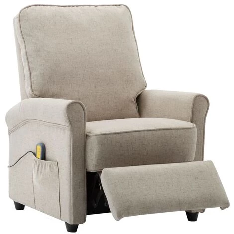 TRUE DEAL Fauteuil Inclinable électrique De Massage Crème Tissu 6 TRUE DEAL Fauteuil Inclinable électrique De Massage Crème Tissu – Image 4
