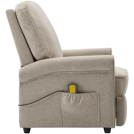 TRUE DEAL Fauteuil Inclinable électrique De Massage Crème Tissu 7 TRUE DEAL Fauteuil Inclinable électrique De Massage Crème Tissu – Image 5