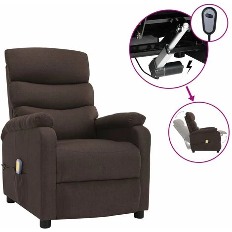 TRUE DEAL Fauteuil Inclinable électrique De Massage Marron Tissu 3 TRUE DEAL Fauteuil Inclinable électrique De Massage Marron Tissu
