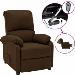 TRUE DEAL Fauteuil Inclinable électrique Marron Foncé Tissu