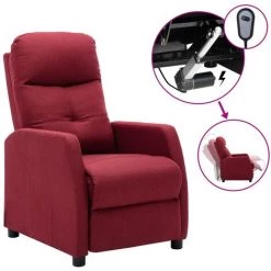 TRUE DEAL Fauteuil Inclinable électrique Bordeaux Tissu