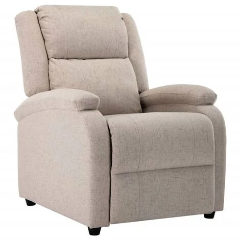 TRUE DEAL Fauteuil TV Inclinable électrique Crème Tissu 4 TRUE DEAL Fauteuil TV Inclinable électrique Crème Tissu – Image 2