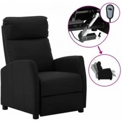 TRUE DEAL Fauteuil Inclinable électrique Noir Similicuir