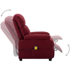 TRUE DEAL Fauteuil De Massage Inclinable électrique Tissu - Couleur Bordeaux Dimensions Totales 76 X 90 X 100 Cm (L X L X H) -Pas Cher Fauteuil Magasin 57825485 4
