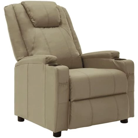 TRUE DEAL Fauteuil Inclinable électrique Cappuccino Similicuir 4 TRUE DEAL Fauteuil Inclinable électrique Cappuccino Similicuir – Image 2