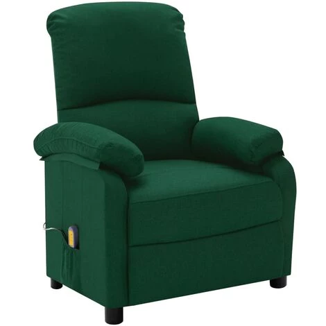TRUE DEAL Fauteuil De Massage Inclinable électrique Vert Foncé Tissu 4 TRUE DEAL Fauteuil De Massage Inclinable électrique Vert Foncé Tissu – Image 2