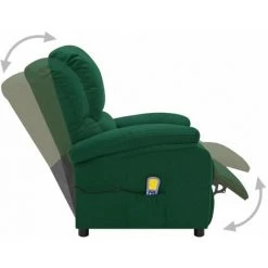 TRUE DEAL Fauteuil De Massage Inclinable électrique Vert Foncé Tissu 9 TRUE DEAL Fauteuil De Massage Inclinable électrique Vert Foncé Tissu -Pas Cher Fauteuil Magasin 57825536 3