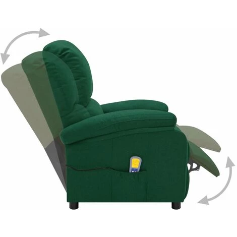 TRUE DEAL Fauteuil De Massage Inclinable électrique Vert Foncé Tissu 5 TRUE DEAL Fauteuil De Massage Inclinable électrique Vert Foncé Tissu – Image 3