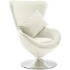 TRUE DEAL Fauteuil Pivotant En Forme D’œuf Avec Coussin Crème Velours 1 TRUE DEAL Fauteuil Pivotant En Forme D’œuf Avec Coussin Crème Velours -Pas Cher Fauteuil Magasin 57829846 1