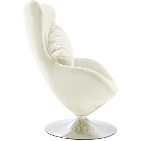 TRUE DEAL Fauteuil Pivotant En Forme D’œuf Avec Coussin Crème Velours 6 TRUE DEAL Fauteuil Pivotant En Forme D’œuf Avec Coussin Crème Velours – Image 4