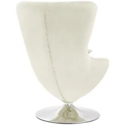 TRUE DEAL Fauteuil Pivotant En Forme D’œuf Avec Coussin Crème Velours 11 TRUE DEAL Fauteuil Pivotant En Forme D’œuf Avec Coussin Crème Velours -Pas Cher Fauteuil Magasin 57829846 5